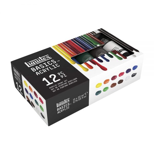 Màu vẽ đa chất liệu phổ thông Liquitex Acrylic Basics 12 màu, tuýp 22ml
