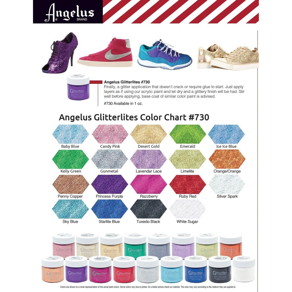 Màu vẽ kim tuyến lấp lánh Angelus Acrylic Leather Paint Glitterlites