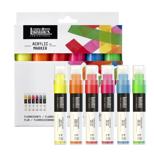 Bộ 6 bút vẽ màu acrylic dạ quang hạng họa sĩ Liquitex Professional Paint Marker Fluorescents – Ngòi 15mm