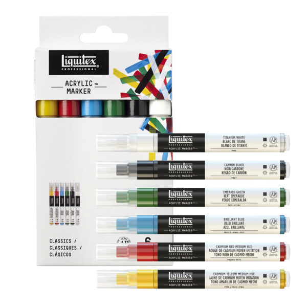 Bộ 6 bút vẽ màu acrylic hạng họa sĩ Liquitex Professional Paint Marker Classics – Ngòi 2mm