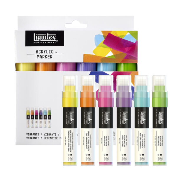 Bộ 6 bút vẽ màu acrylic sặc sỡ hạng họa sĩ Liquitex Professional Paint Marker Vibrants – Ngòi 15mm