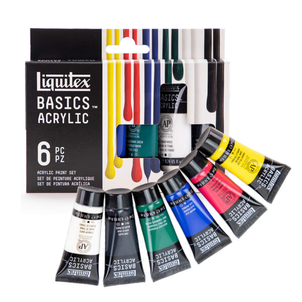 Màu vẽ đa chất liệu phổ thông Liquitex Acrylic Basics 6 màu, tuýp 22ml